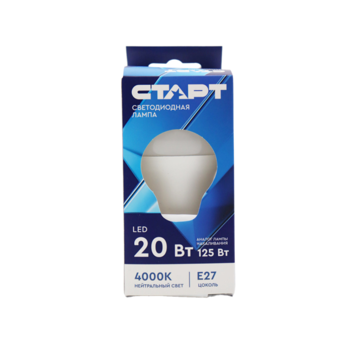 Лампа светодиодныйная старт led gls e27 20w 40, холодный /10/60