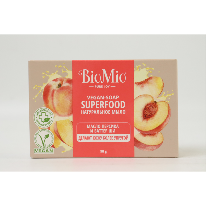 VEGAN МЫЛО НАТУРАЛЬНОЕ BIOMIO ПЕРСИК/ШИ 90ГР