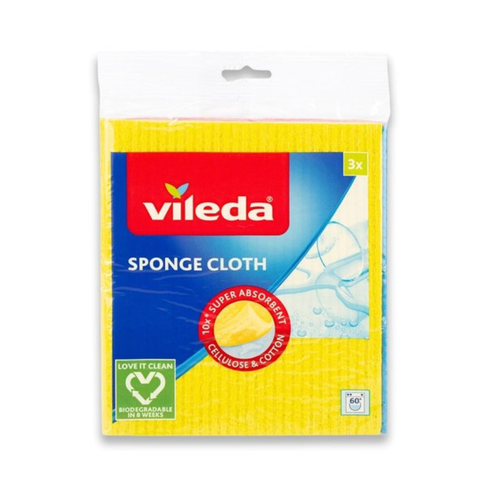 САЛФЕТКА ГУБЧАТАЯ SPONGE CLOTH, VILEDA 3 ШТ.
