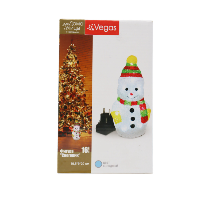 ФИГУРКА VEGAS СНЕГОВИК АКРИЛОВАЯ 16 ХОЛОДНЫХ LED
