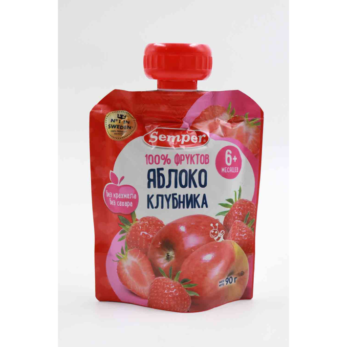 Пюре Semper Яблоко и Клубника, с 6 месяцев, 90 г