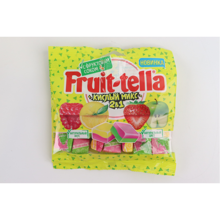 ЖЕВАТЕЛЬНЫЕ КОНФЕТЫ FRUITTELLA КИСЛЫЙ МИКС 2В1 70ГР