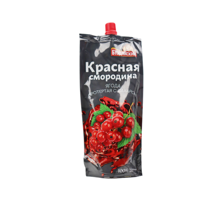 КРАСНАЯ СМОРОДИНА ПРОТЕРТАЯ САХАРОМ 280ГР ДОЙ-ПАК