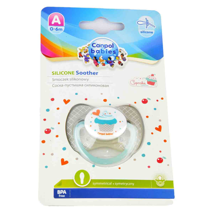 Пустышка Canpol Babies симметричная силиконовая 0-6 м cupcake серая