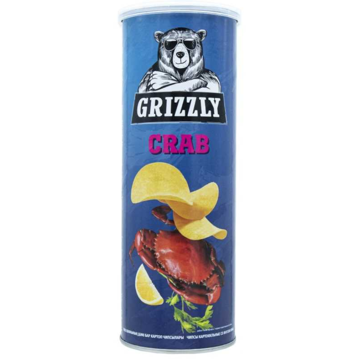 ЧИПСЫ КАРТОФЕЛЬНЫЕ GRIZZLY КРАБ В ТУБУСЕ 130ГР