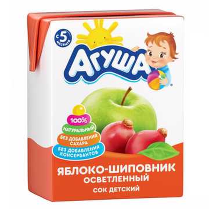 Сок детский осветленный Агуша Яблоко-Шиповник 200 мл