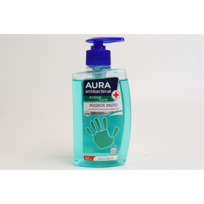 Мыло жидкое aura для всей семьи с антибактериальный эффект с алоэ вера Antibacterial 300 мл