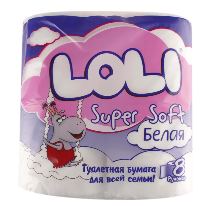 Бумага туалетная Loli super soft белый 8 шт