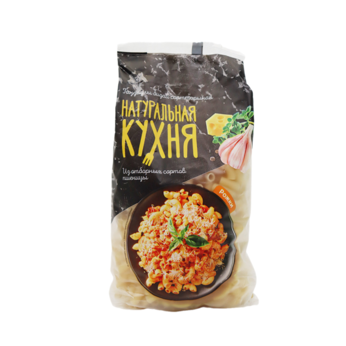 НАТУРАЛЬНАЯ КУХНЯ МАКАРОНЫ РОЖКИ 400Г
