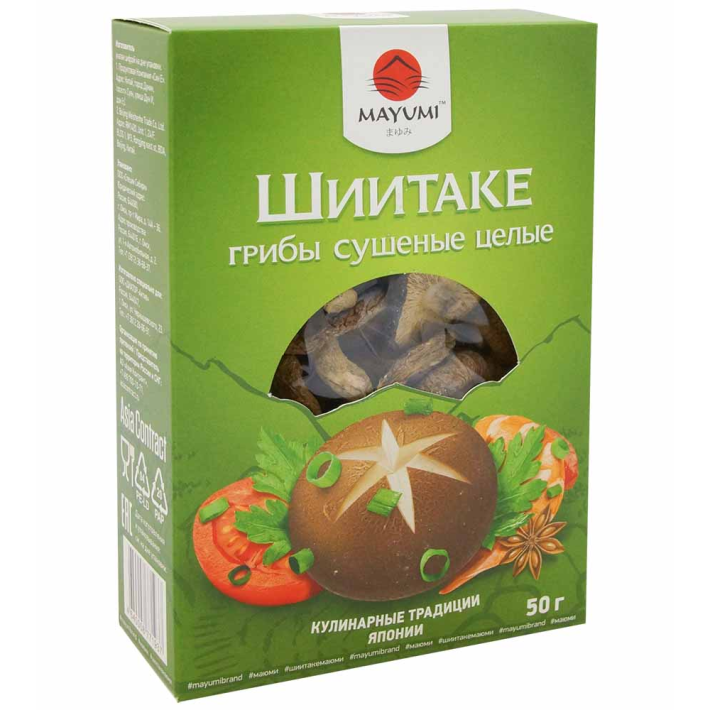 ГРИБЫ ШИИТАКЕ MAYUMI СУШЕНЫЕ 50ГР