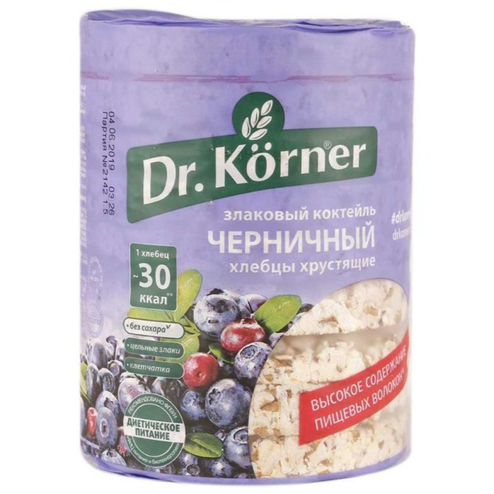 Хлебцы Dr.Korner сладкие злаковый коктейль черничный 100 г