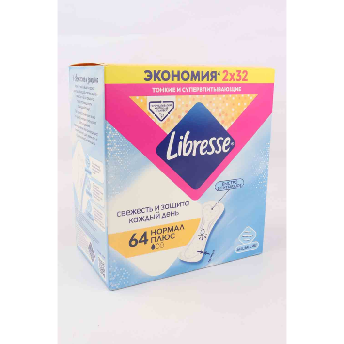 Прокладки ежедневные Libresse dailyFresh normal plus duo 64 шт