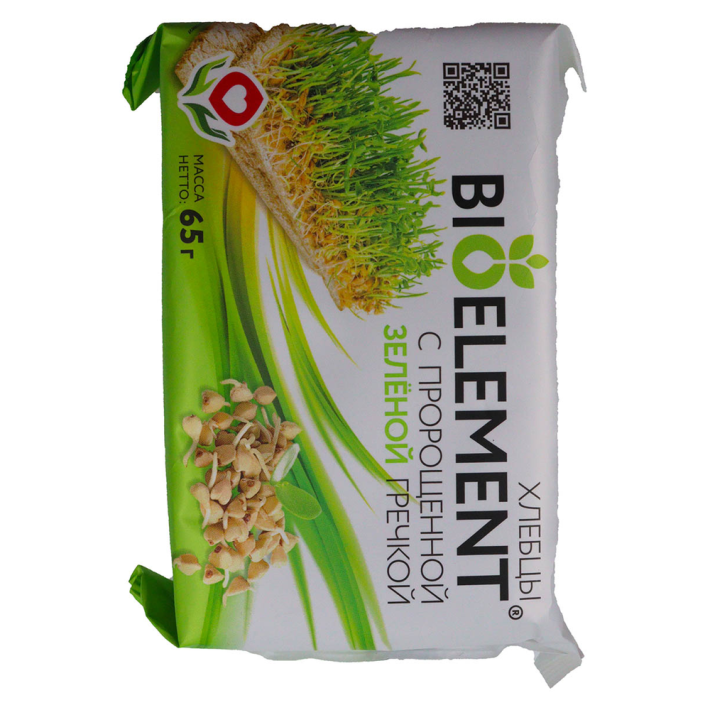 ХЛЕБЦЫ ХРУСТЯЩИЕ БИОЭЛЕМЕНТ С ПРОРОЩЕН ЗЕЛЁНОЙ ГРЕЧКОЙ 65ГР