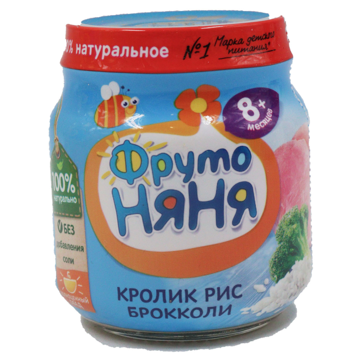 Пюре ФрутоНяня из Кролика риса и Брокколи с 8 месяцев, 100 г