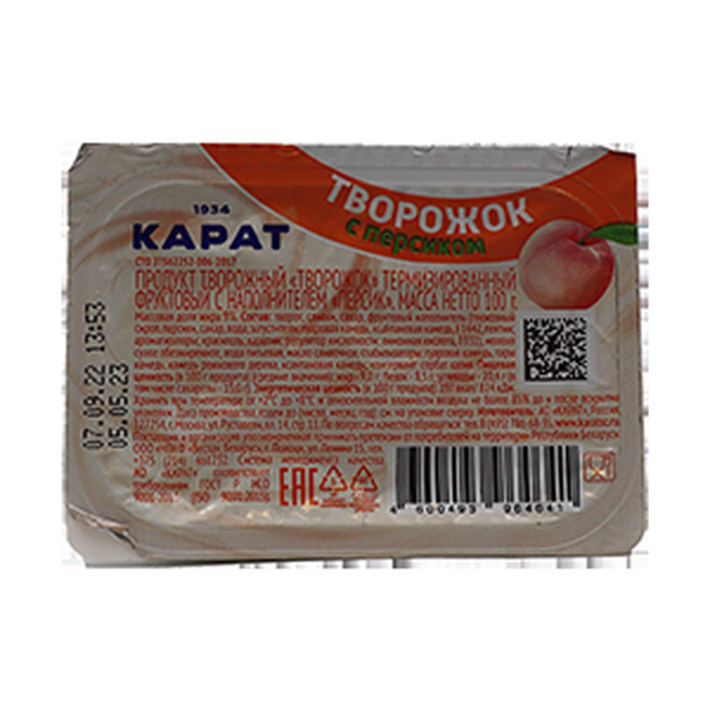 ПРОДУКТ ТВОРОЖНЫЙ КАРАТ С НАПОЛН ПЕРСИК 9% 100ГР