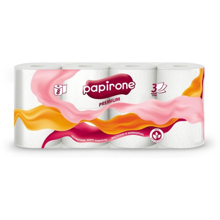 Бумага туалетная papirone 3 слоя 8 шт