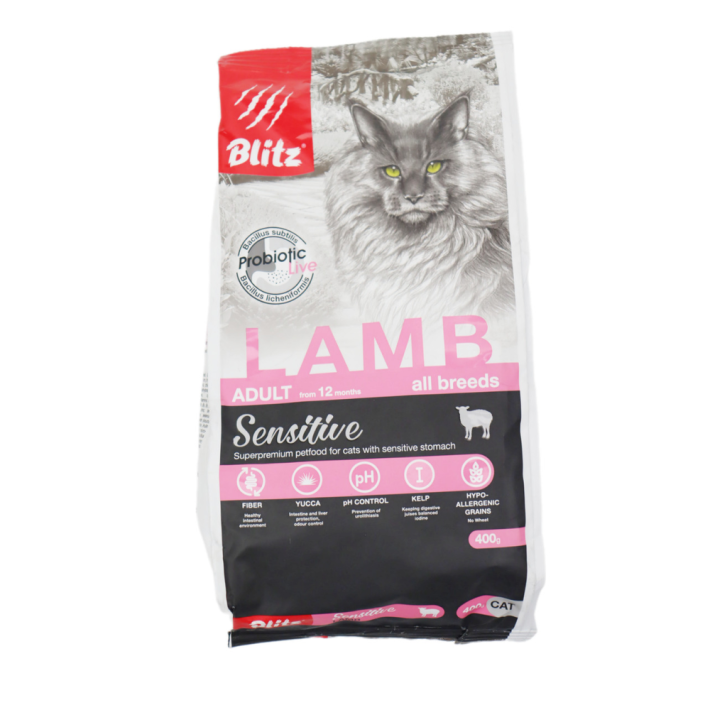 СУХОЙ КОРМ Д/ВЗРОСЛЫХ КОШЕК BLITZ ADULT CATS LAMB С ЯГНЕНКОМ 400ГР