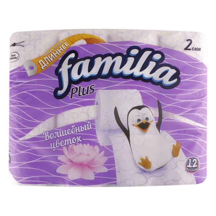 Бумага туалетная Familia plus волшеб цветок 2х слойная 12 рулона
