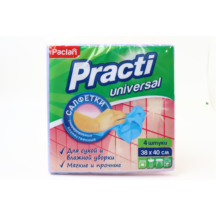 Салфетка Paclan для уборки нетканое полотно 38*40 см 4 шт
