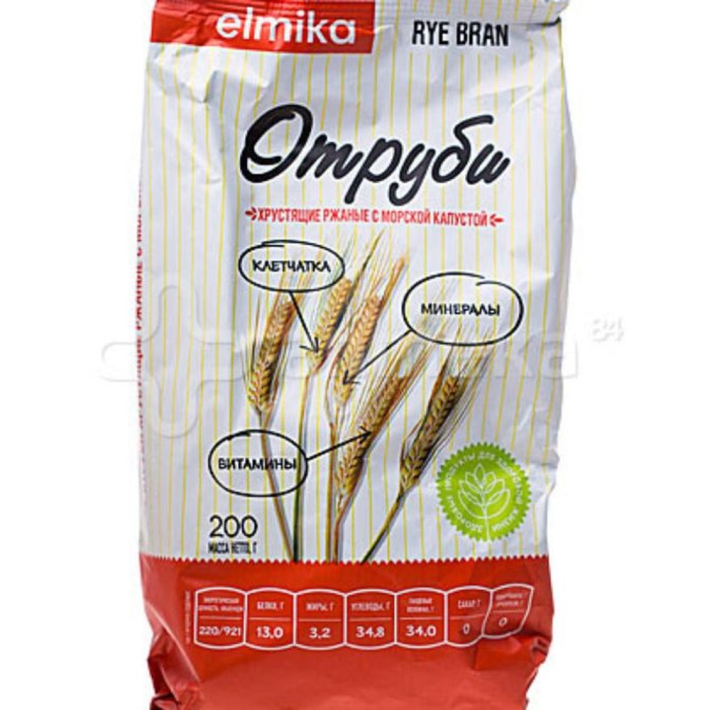 Отруби Elmika ржаные с Морской капустой 200 гр