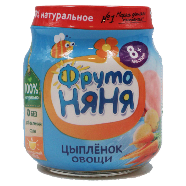 Пюре ФрутоНяня из Цыпленка с Рисом и овощами с 8 месяцев, 100 г
