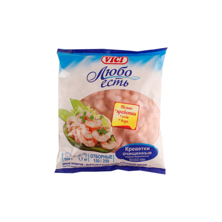 Креветки Vici очищенные замороженные 150/250 500 г