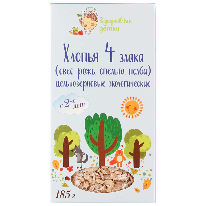 Хлопья 4 злака Россия овес, рожь, спельта, полба 180 гр