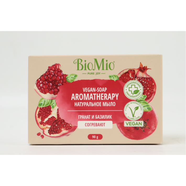VEGAN МЫЛО НАТУРАЛЬНОЕ BIOMIO ГРАНАТ/БАЗИЛИК 90ГР