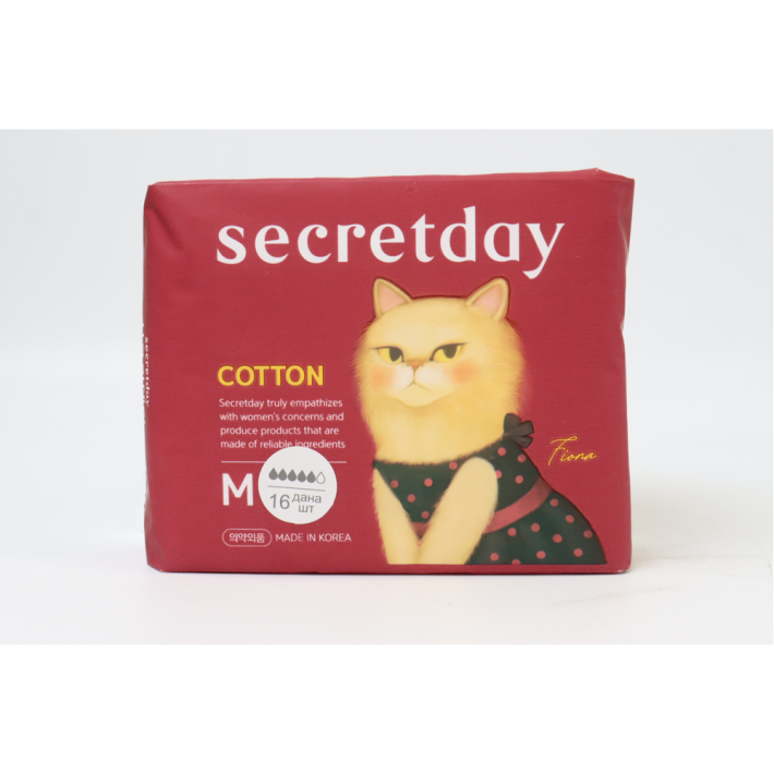 ПРОКЛАДКИ SECRETDAY ЖЕНСКИЕ ГИГИЕНИЧ COTTON MEDIUM 16ШТ 108ГР
