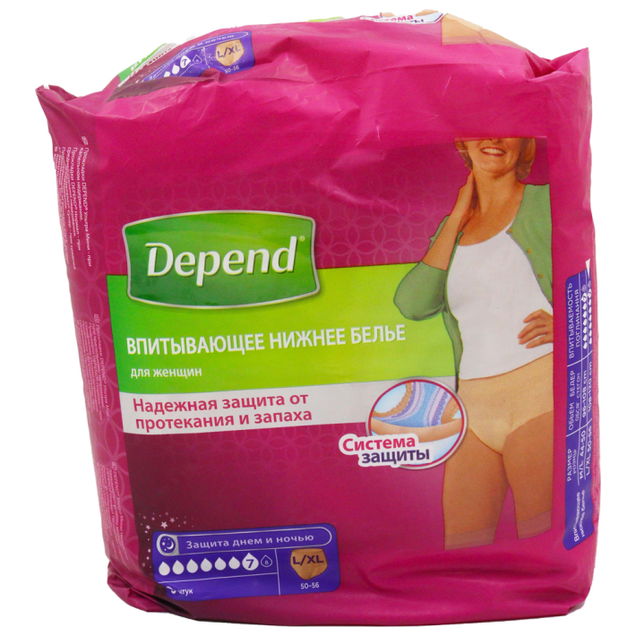 ТРУСЫ ПОДГУЗНИКИ DEPEND ЖЕН УРОЛОГИЧЕСКИЕ L/XL 9ШТ