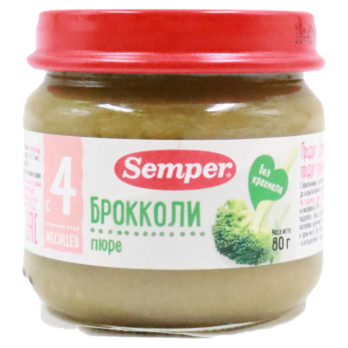 ПЮРЕ SEMPER БРОККОЛИ 80ГР СТЕКЛО