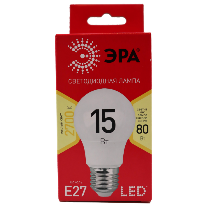 ЛАМПЫ СВЕТОДИОДНЫЕ ЭКО LED A60-15W-827-E27 R ЭРА (ДИОД, ГРУША, 15ВТ, ТЕПЛ, E27)