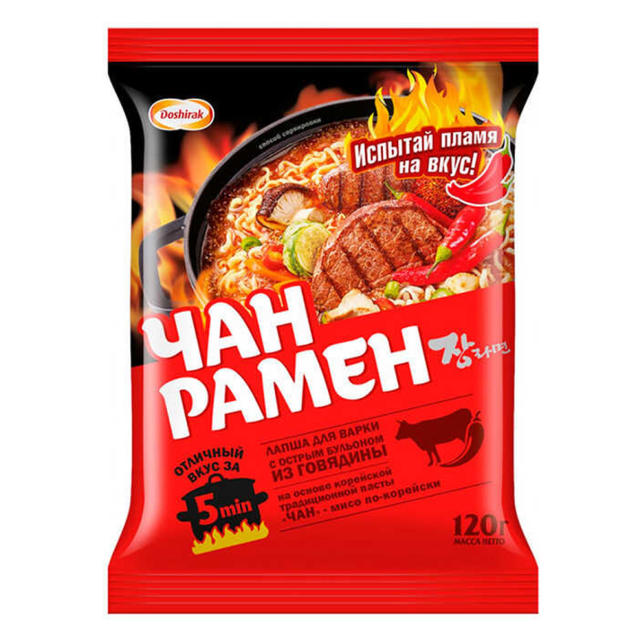 Лапша Доширак чан рамён острый говядина 120 г