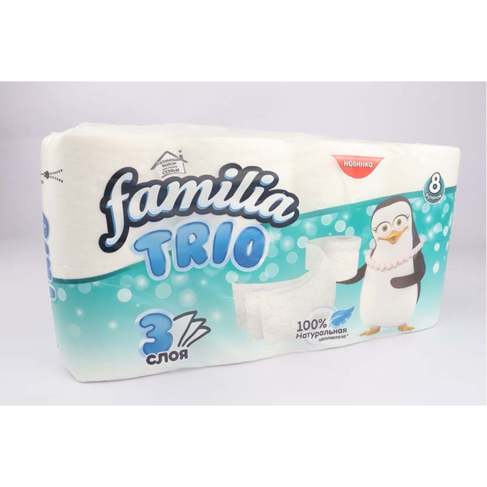Бумага Familia trio туалетная 3 слоя 8 рулонов 7 шт
