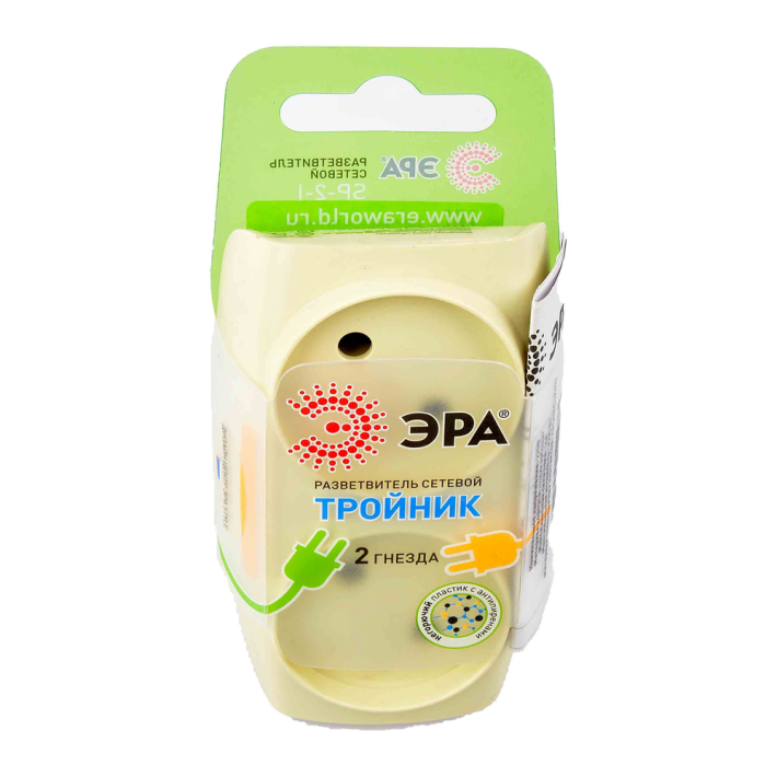 Тройник sp-2-i 2 гнезда без заземления слонов кость 10 60 1500 Эра