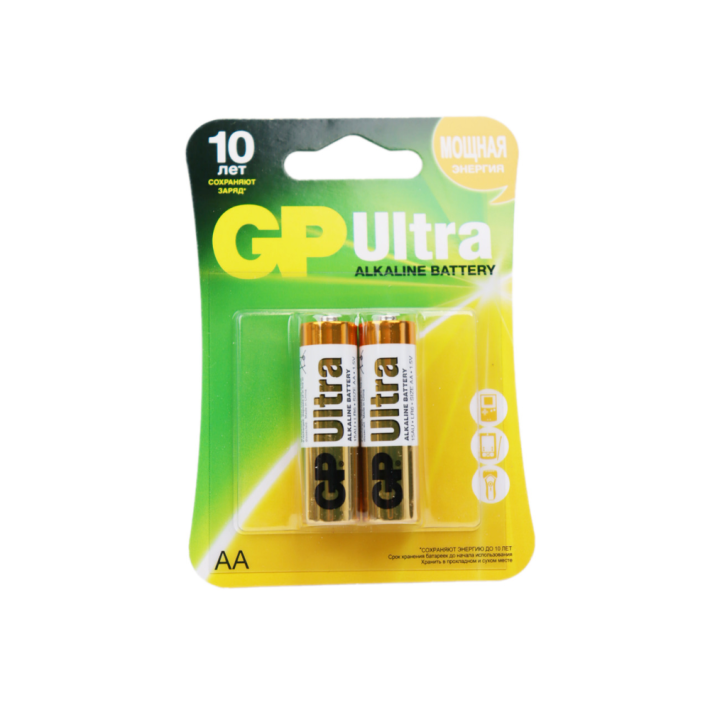 БАТАРЕЙКИ АЛК GP ULTRA ALKALINE 15А AA - 2 ШТ НА БЛИСТЕРЕ