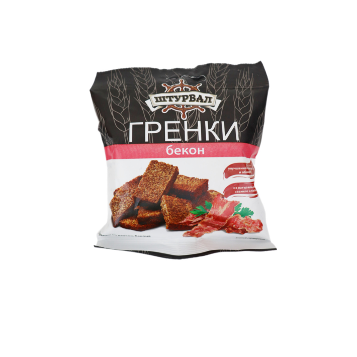 ГРЕНКИ ШТУРВАЛ СО ВКУСОМ БЕКОНА 40ГР