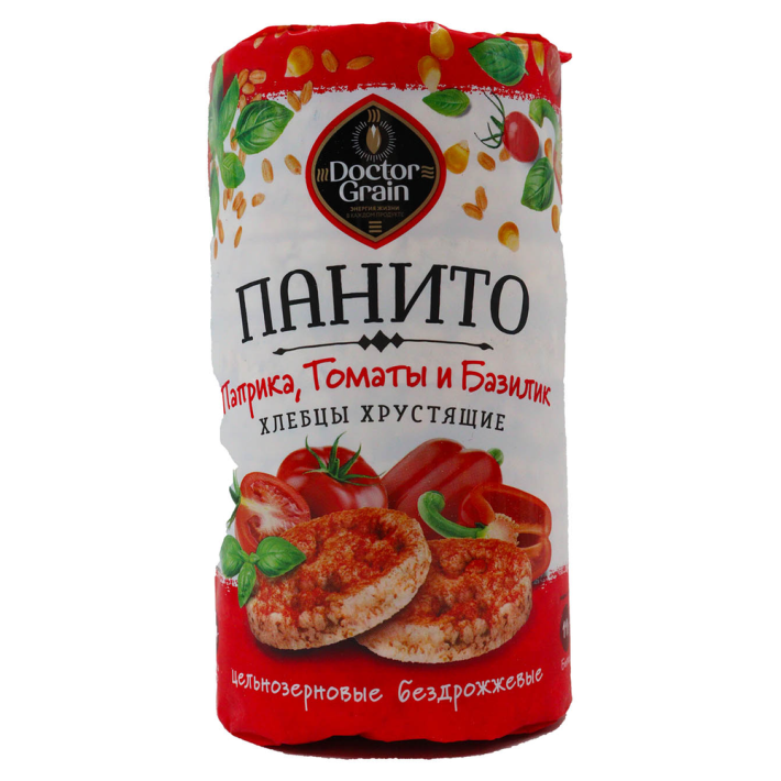 ХЛЕБЦЫ ХРУСТЯЩИЕ ПАНИТО С ПАПРИКОЙ ТОМАТАМИ И БАЗИЛИКОМ 80ГР