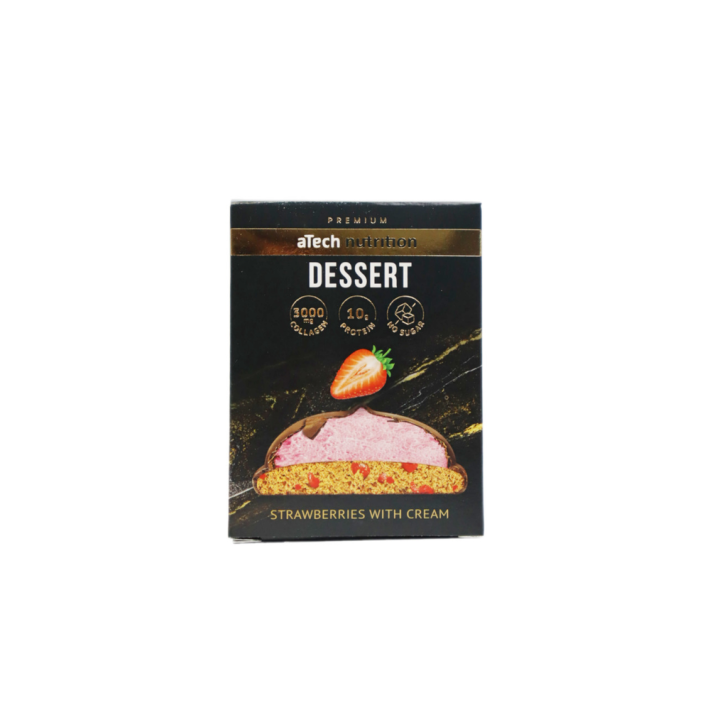 ПЕЧЕНЬЕ DESSERT ВКУС КЛУБНИКА СО СЛИВ В ГЛАЗ ТМ ATECH 50ГР