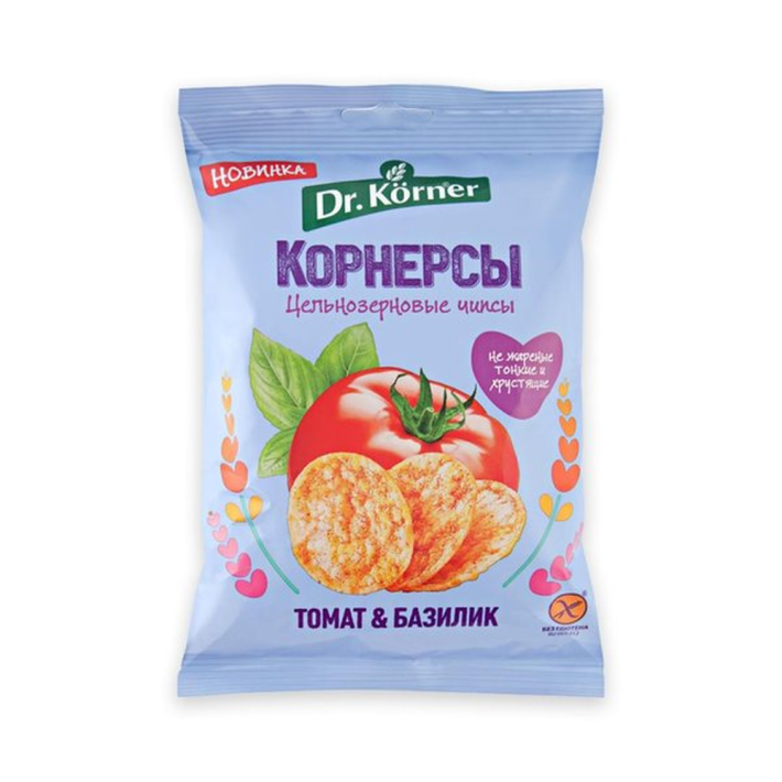 Чипсы цельнозерновые кукурузно-рисовые с томатом и базиликом 50 г