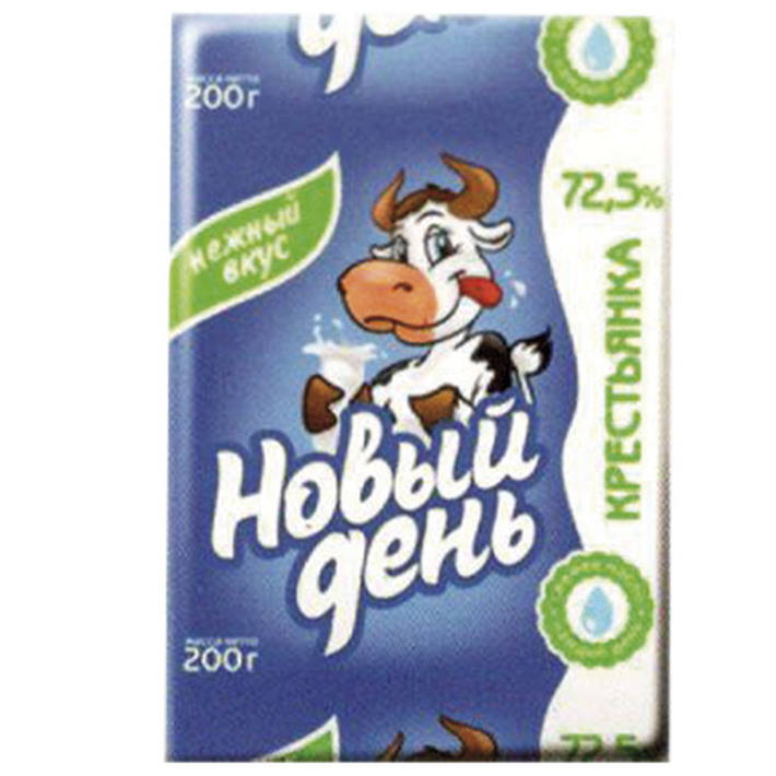 Масло Новый день крестьянка сливочное фольга 72,5% 200 г
