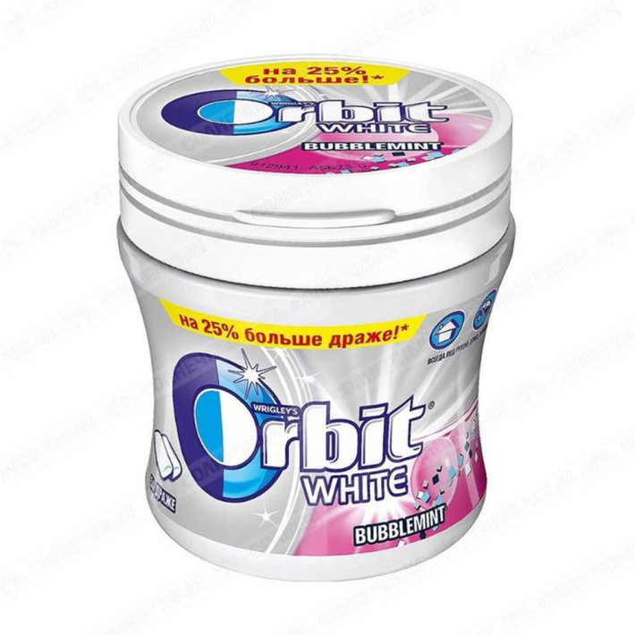 Резинка жевательная Orbit bubblemint белоснежная мини банка 68 г