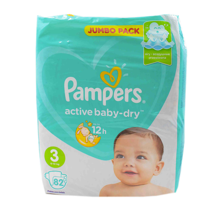 Подгузники Pampers active baby midi джамбо 82 шт