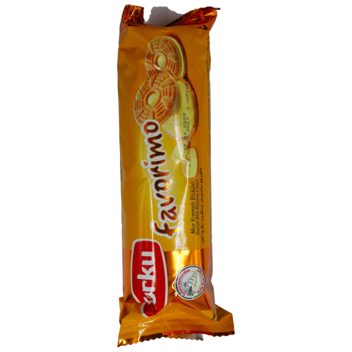 ПЕЧЕНЬЕ СЭНДВИЧ FAVORIMO С КРЕМОМ ВКУСА БАНАНА 4X24X61ГР