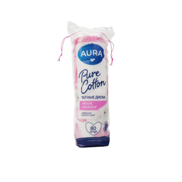 Ватные диски Aura Beauty с веревочкой 80 шт
