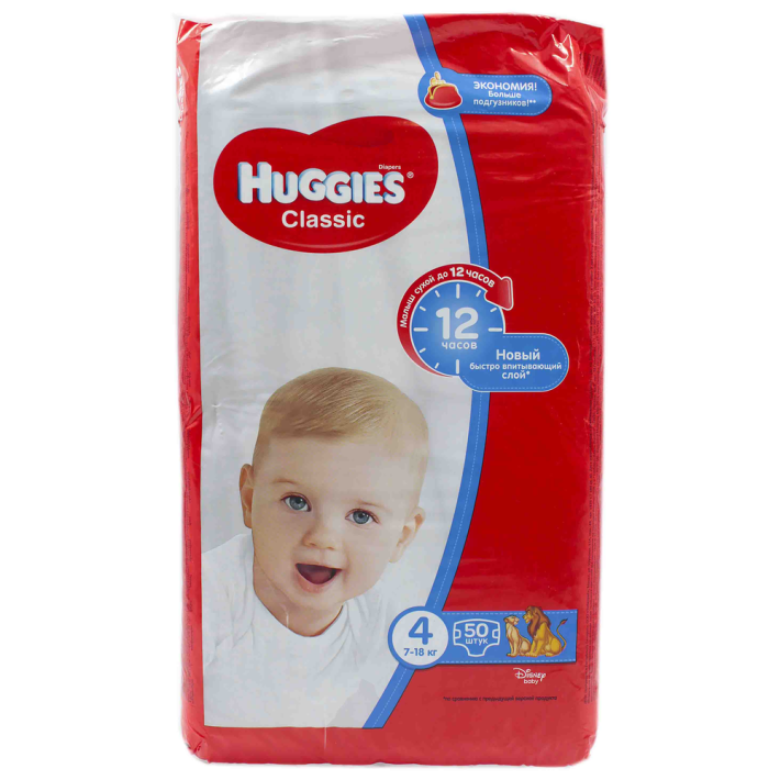 Подгузники Huggies classic 4 jumbo 7-18 кг 50 шт