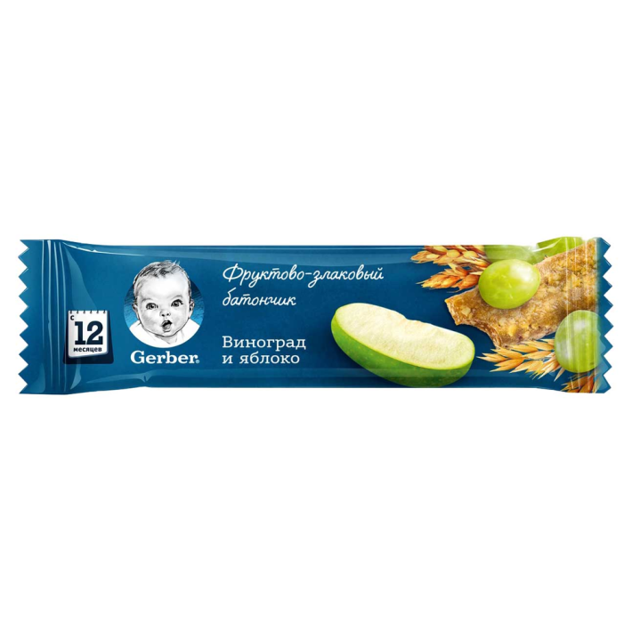 Батончик Gerber дореми Злаковый Яблоко и Виноград 25 г