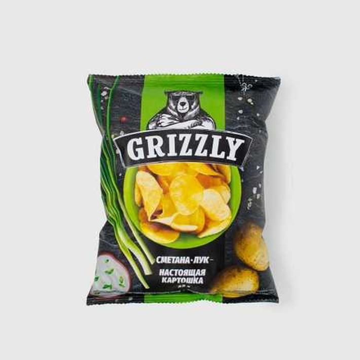 ЧИПСЫ GRIZZLY СМЕТАНА С ЛУКОМ 55ГР