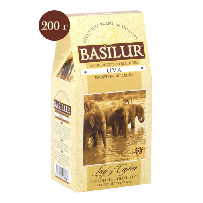 ЧАЙ BASILUR UVA ЧЕРН ЛИСТ КАРТ\УП 200ГР