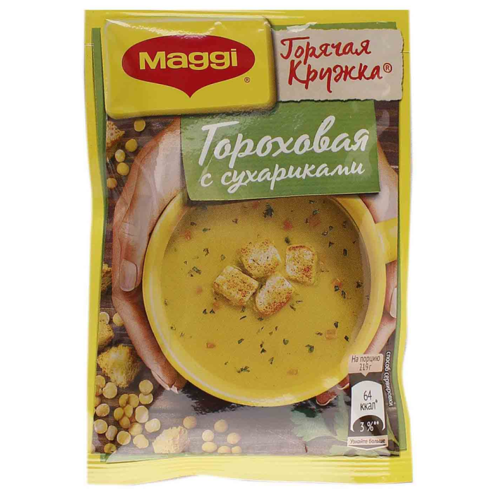 Maggi горячая кружка с горохом и сухарями 19 г